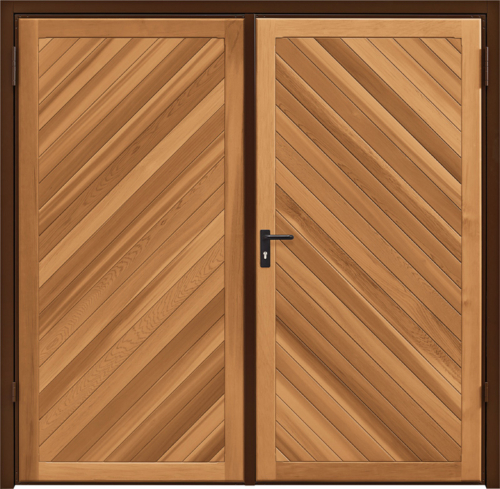 Chevron Cedar Light Oak Side Hinged Garage Door