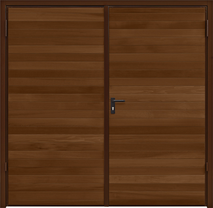 Horizontal Cedar Antique Oak Side Hinged Garage Door