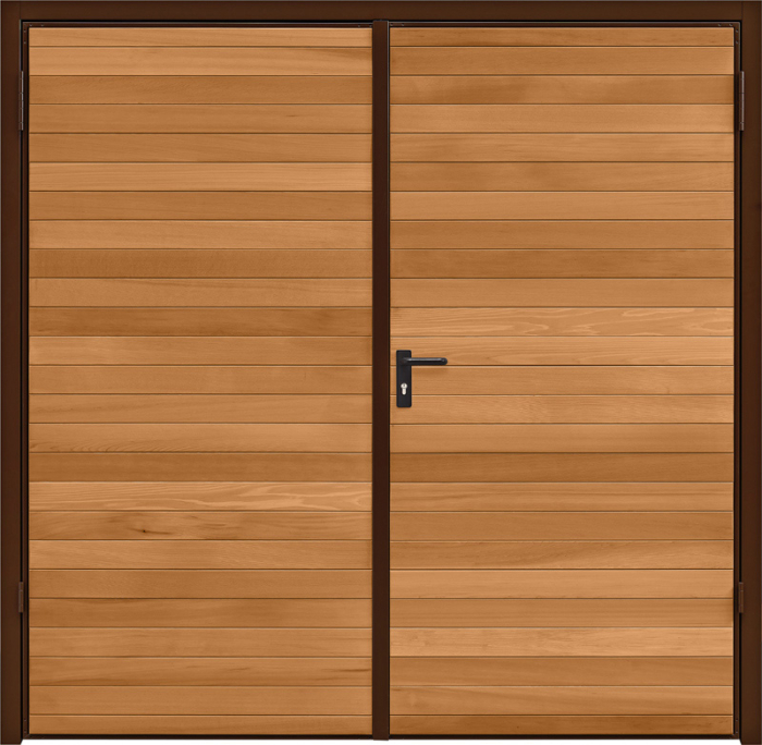 Horizontal Cedar Light Oak Side Hinged Garage Door