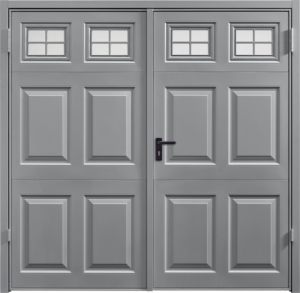 Beaumont Window Grey AluminiumSide Hinged Garage Door