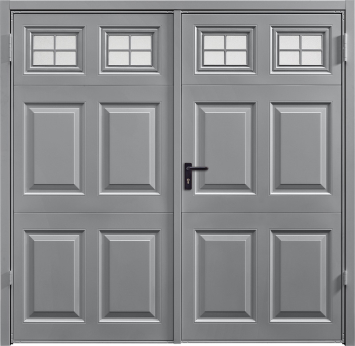 Beaumont Window Grey AluminiumSide Hinged Garage Door