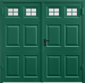Beaumont Window Moss Green Side Hinged Garage Door