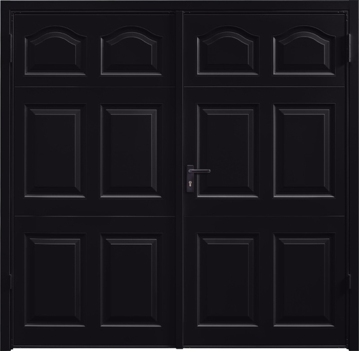 Cathedral Jet Black Side Hinged Garage Door