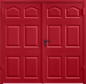 Cathedral Ruby Red Side Hinged Garage Door