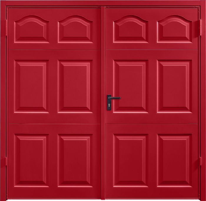 Cathedral Ruby Red Side Hinged Garage Door