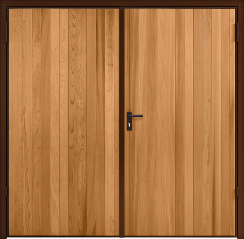 Vertical Cedar Light Oak Side Hinged Garage Door