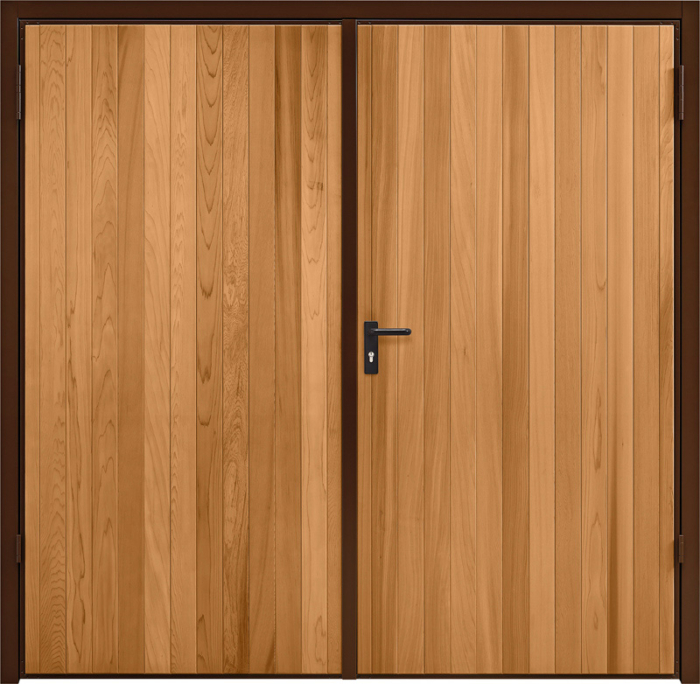 Vertical Cedar Light Oak Side Hinged Garage Door